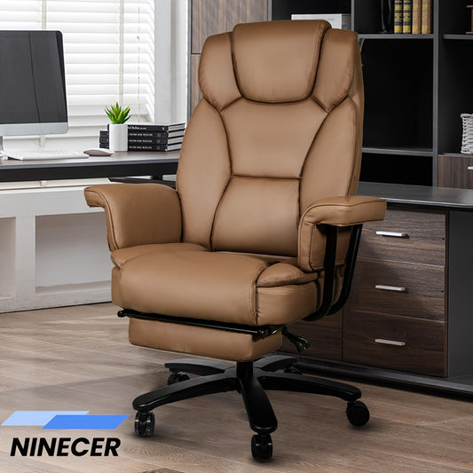 Big and Tall Office Chair 400LBS with Wide Seat and Arms, 160° Reclining Office Chair with Footrest, Comfortable Executive Office Desk Chair High Back, Computer Chair Home Office