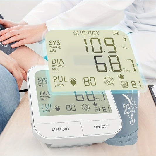 The Upper Arm Health Tracker Features a 4.33-Inch High-Definition Display, Voice Announcements, One-Button Operation, And Dual Detection of Heart Rate And Vital Signs, Making It Suitable for Daily Health Management at Home (B