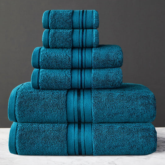 6-pce Bath Towel Set, Pure Cotton  Bath Towels and Towels, 2 Bath Towels+2 Hand towels+2 Washcloths, Soft Shower Moisture Absorbing Cotton Bath Towel Set, Bathroom Towel Set, Bathroom Supplies, Household items