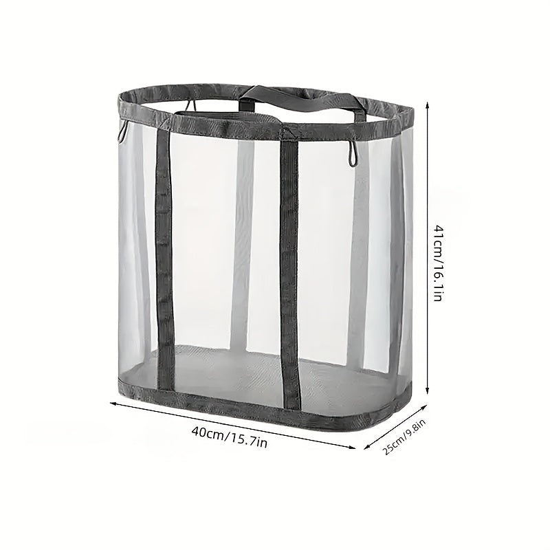 Laundry Basket / Nylon Mesh Laundry Basket, Foldable Dirty Clothes Storage Bag with Handle, Portable Independent Laundry Hamper, Suitable for Bedroom, Laundry Room, Bathroom, Toys and Miscellaneous Items