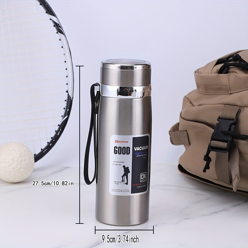 Hot / Cold Cup 33.81oz Large Capacity Insulated Cup with Leak-Proof Lid & Carry Strap - Double-Wall Vacuum Insulation for Hot/Cold Drinks, Glossy Finish, Durable & Lightweight Thermos for Camping, Gym, Travel, Hiking - Ideal Gift for Men &