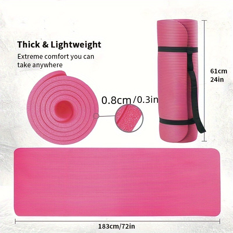 Extra Thick, High-Density Yoga Mat with Shoulder Strap - Tear-Resistant, Non-Slip Rubber for Enhanced Grip & Comfort - Perfect for Fitness, Training & Everyday Exercise, Fitness, Tear-resistant