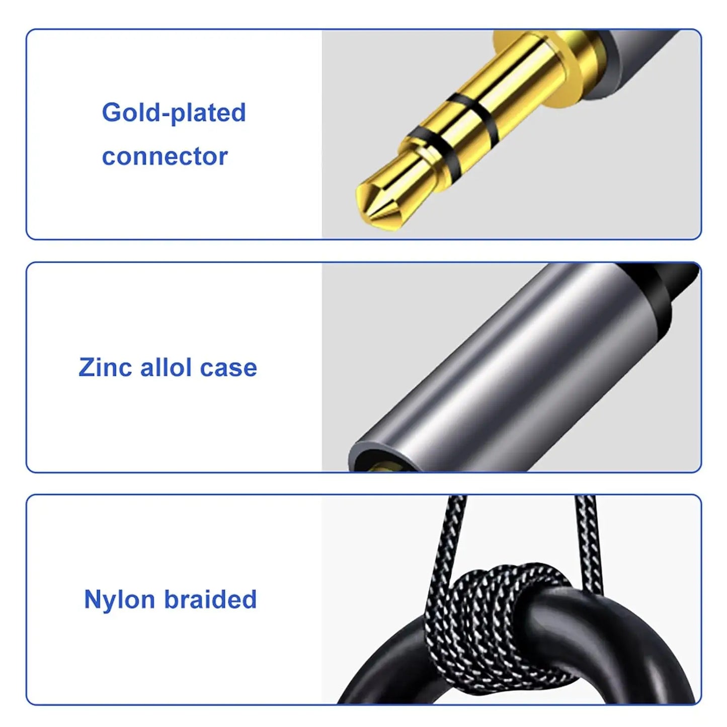 Guitar Cable / 2m 6.35 Male to Male 3.5 Audio Cable 1/4 to 3.5mm TRS Stereo Jack Audio Cable for Guitar
