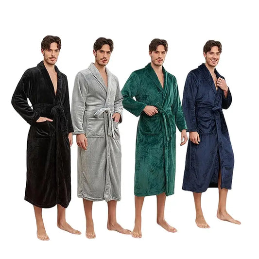 Usa Warehouse Discount Price Winter 5 Star Hotel Plush Hooded Fleece Long Bathrobes Pyjamas Men Sleepwear Stripe Bath Robe