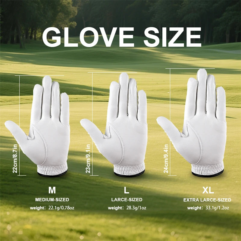 Three Packs PU Sheepskin Breathable Golf Gloves Non slip White Wear Resistant Golf Gloves