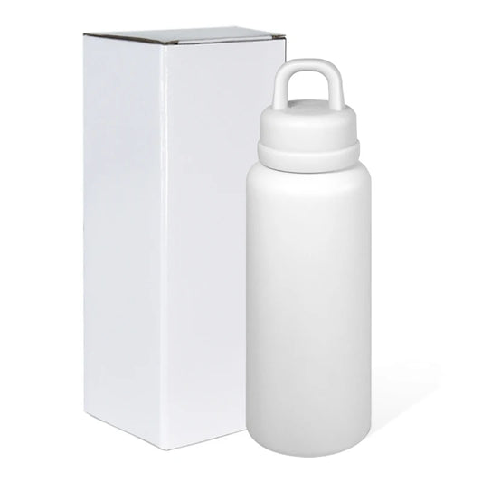 US RTS 26oz Stainless Steel Water Bottle Powder Coating Double Walled Tumbler Press Open Lid Vacuum Flask for Laser White