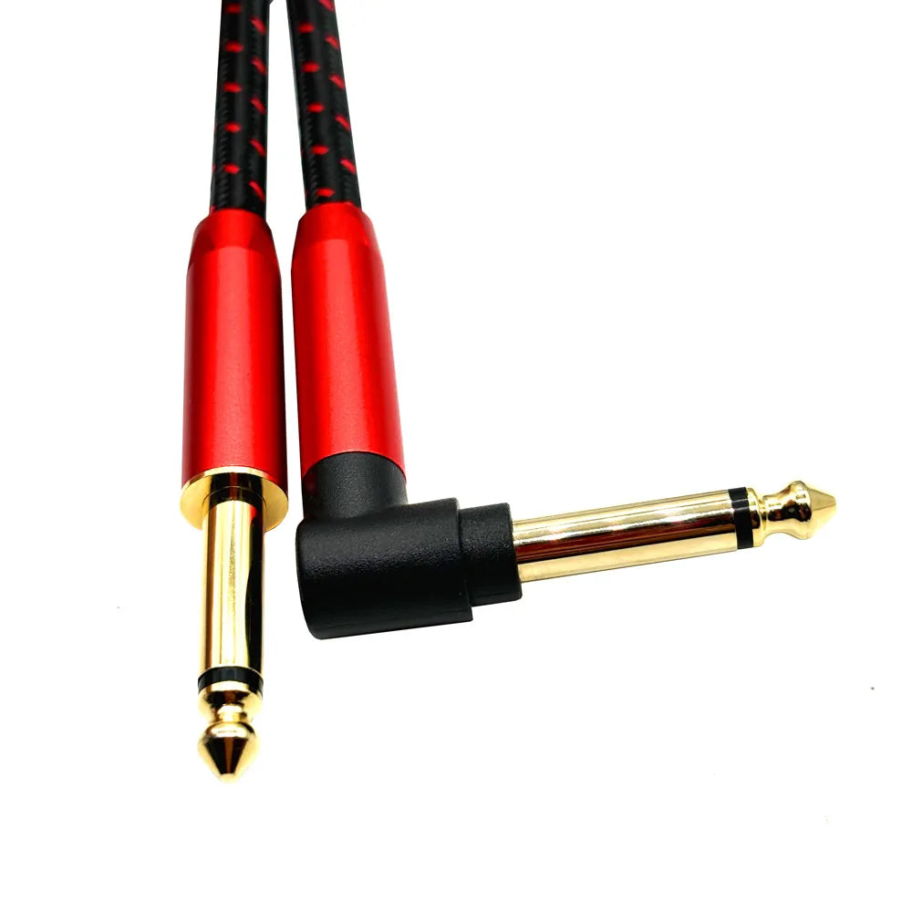 Guitar Cable / 6.35mm  Guitar Cable 3M Electric Instrument Bass AMP Cord for Electric Mandolin, Pro Audio (Right Angle to Straight, Black)