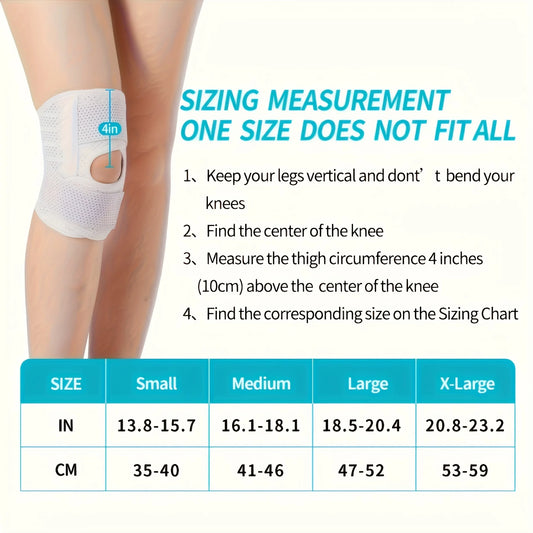 1 Pc Knee Brace with Side Stabilizers & Breathable Adjustable Knee Sleeve