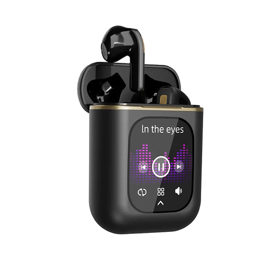 Air Pro Max K2 TWS Earphone New Arrival APP Control ENC LCD Smart Touch Screen Local Music TF Card True Wireless Earbuds