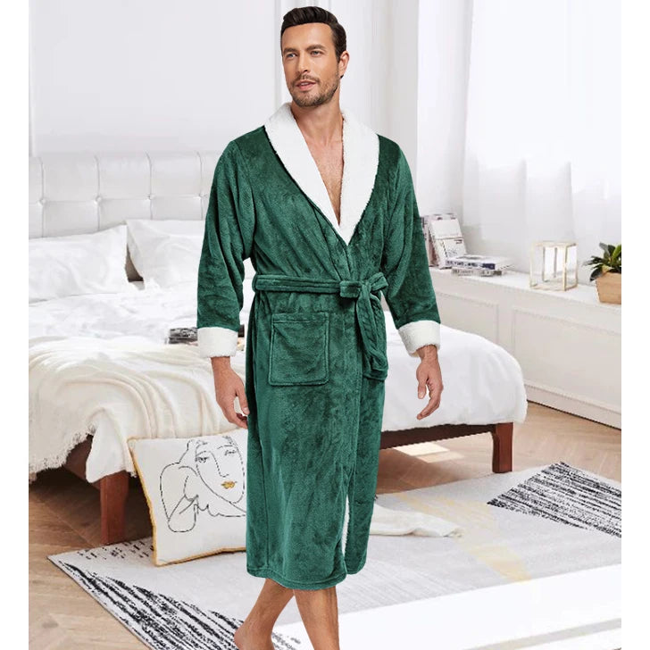 Usa Warehouse Discount Price Winter 5 Star Hotel Plush Hooded Fleece Long Bathrobes Pyjamas Men Sleepwear Stripe Bath Robe