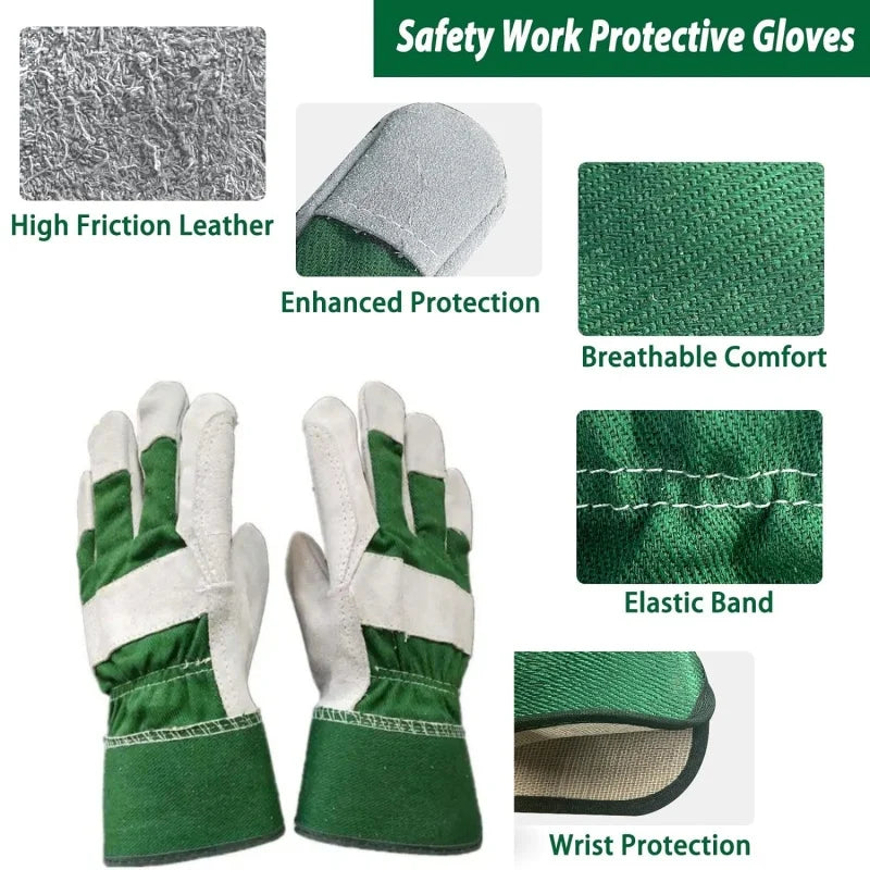 Heavy Duty Gardening Gloves Thorn Proof Leather Work Gloves Strong for Garden Tools Pruning Shears Bricklaying Builder Gloves