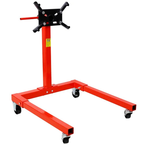 1500 LBS Motor Stand with 4 Adjustable Arms 360 Degree Rotating Head 4 Wheels Red FCJ Metal Engine Holder for Garage Auto Repair