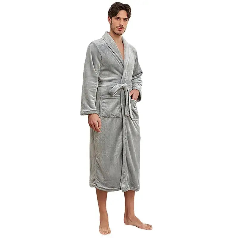 Usa Warehouse Discount Price Winter 5 Star Hotel Plush Hooded Fleece Long Bathrobes Pyjamas Men Sleepwear Stripe Bath Robe