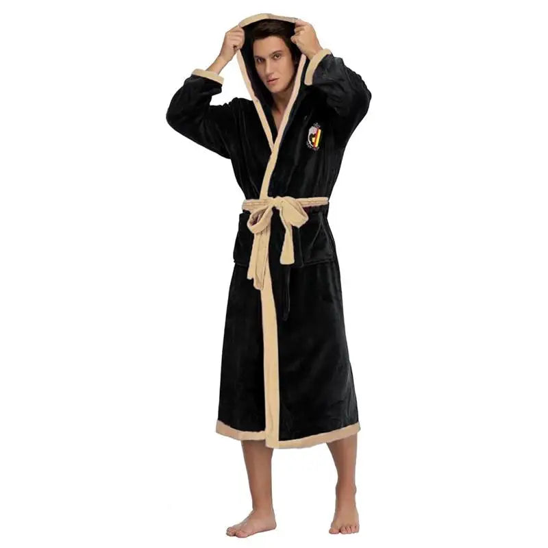 Usa Warehouse Discount Price Winter 5 Star Hotel Plush Hooded Fleece Long Bathrobes Pyjamas Men Sleepwear Stripe Bath Robe