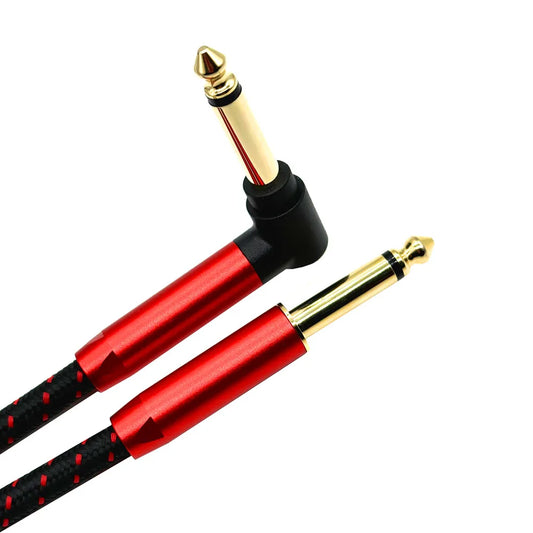 Guitar Cable / 6.35mm  Guitar Cable 3M Electric Instrument Bass AMP Cord for Electric Mandolin, Pro Audio (Right Angle to Straight, Black)