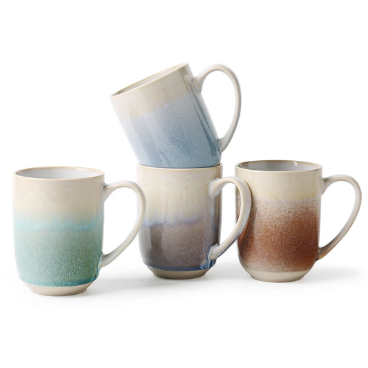 12oz Coffee Mugs Set with Handle / Ceramic Coffee Mugs / Set of 4