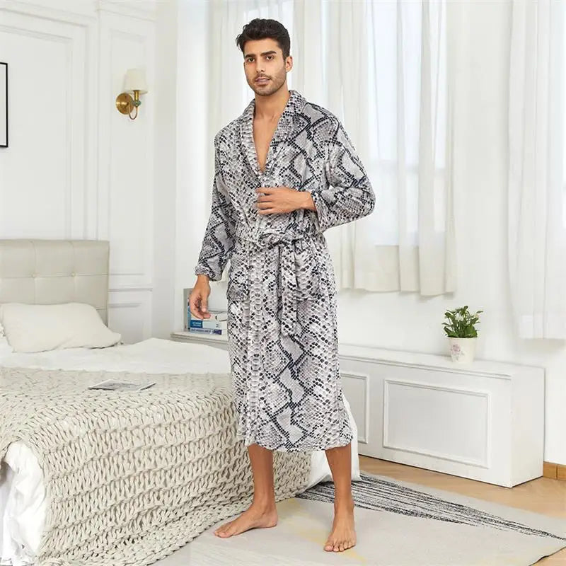 Usa Warehouse Discount Price Winter 5 Star Hotel Plush Hooded Fleece Long Bathrobes Pyjamas Men Sleepwear Stripe Bath Robe