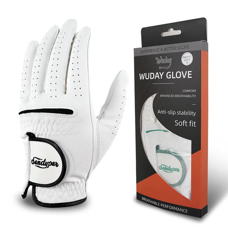 Three Packs PU Sheepskin Breathable Golf Gloves Non slip White Wear Resistant Golf Gloves