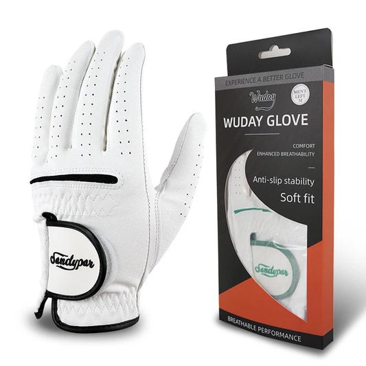 Three Packs PU Sheepskin Breathable Golf Gloves Non slip White Wear Resistant Golf Gloves