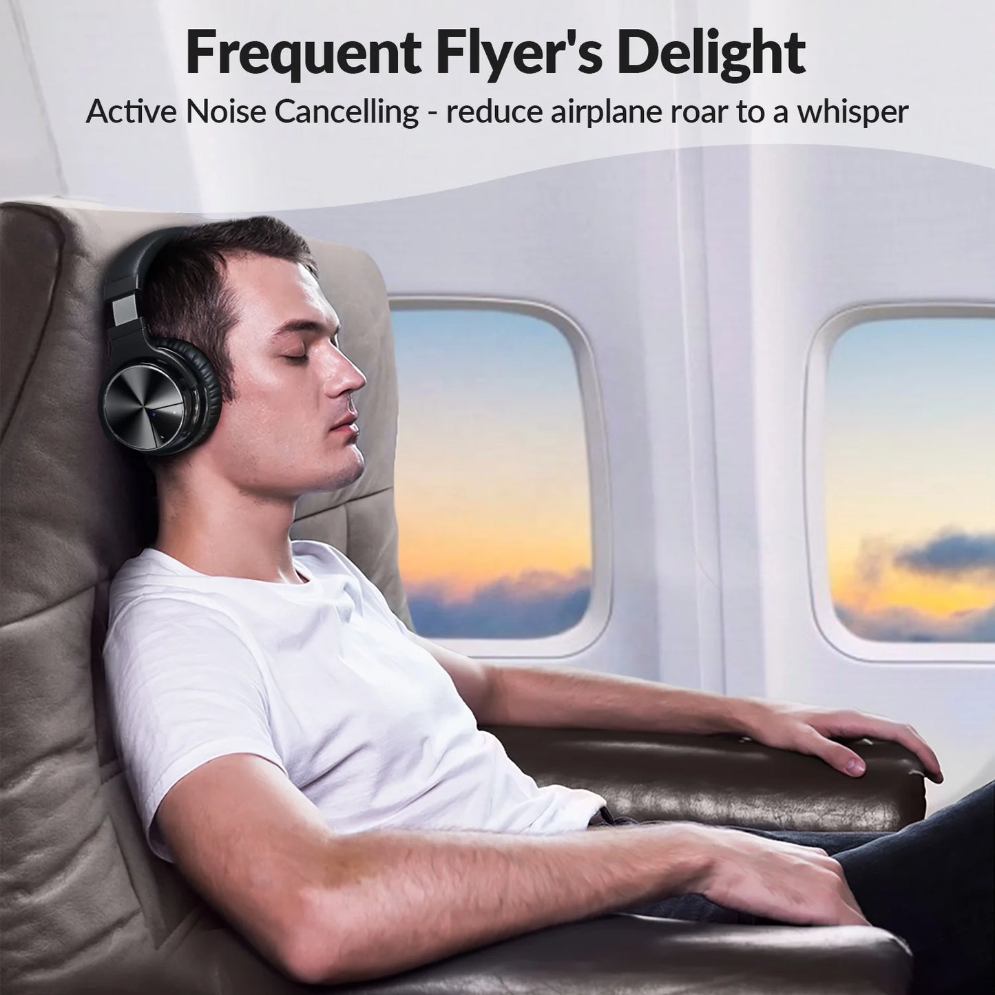 E7KY PRO ANC Wireless Headphones Over-ear BT5.2 Earphones with Big Earmuff and Super Bass