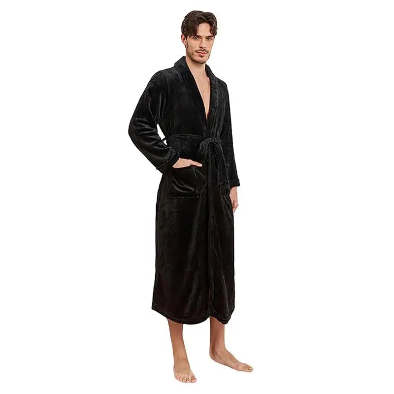 Usa Warehouse Discount Price Winter 5 Star Hotel Plush Hooded Fleece Long Bathrobes Pyjamas Men Sleepwear Stripe Bath Robe