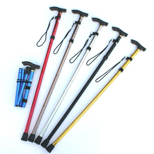 Aluminum Alloy Foldable Crutch Walking Stick Cane Outdoor Trekking Pole Anti-skid Walking Stick for the Elderly
