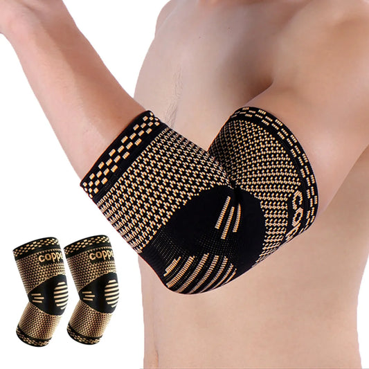 1 Pair Copper Elbow Compression Sleeve / Elbow Brace for Sports