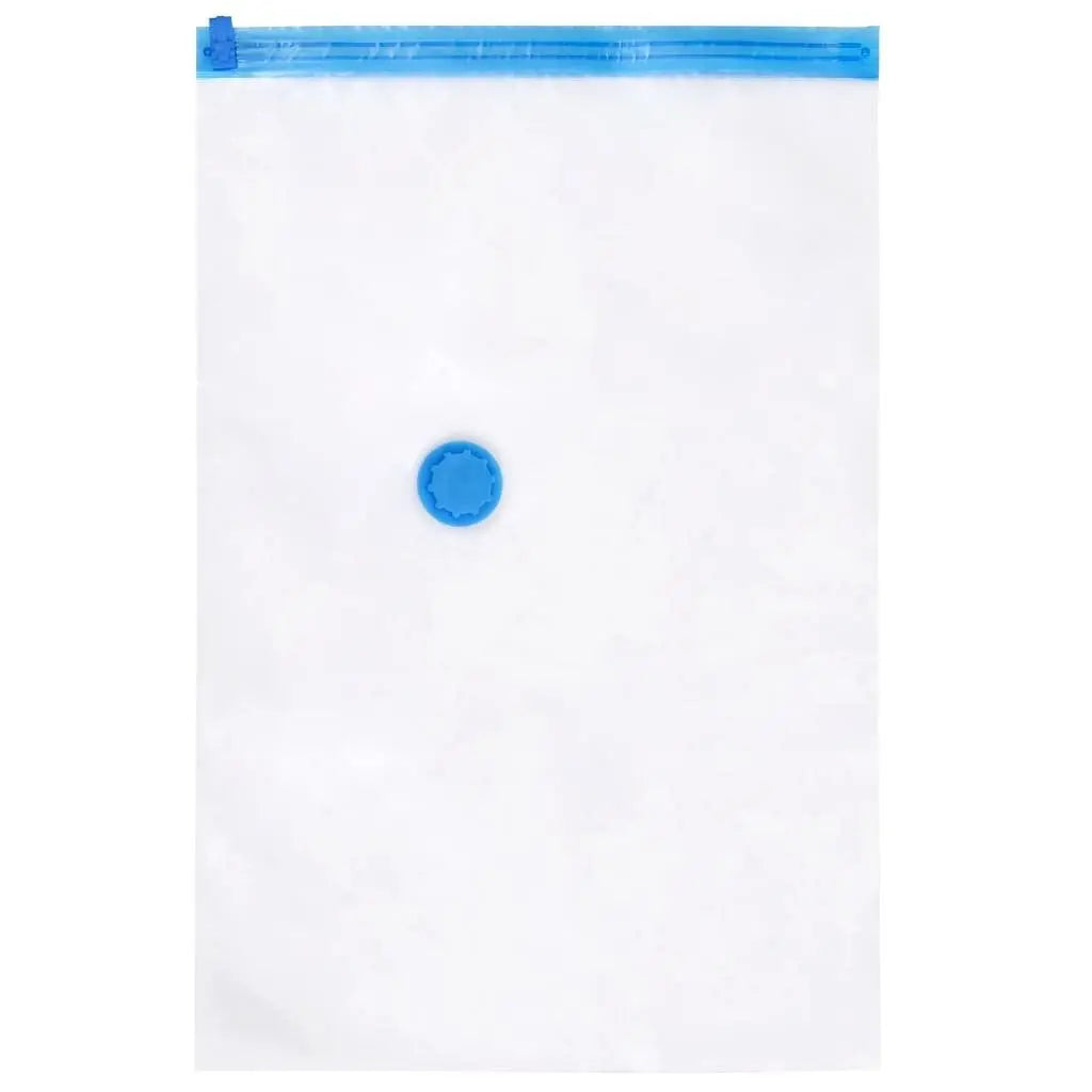 W2B VidaXL Set 20 Transparent Vacuum Travel Bags Blue Touches PE Cloth Foldable for Bedroom Kitchen Food Bedding Storage