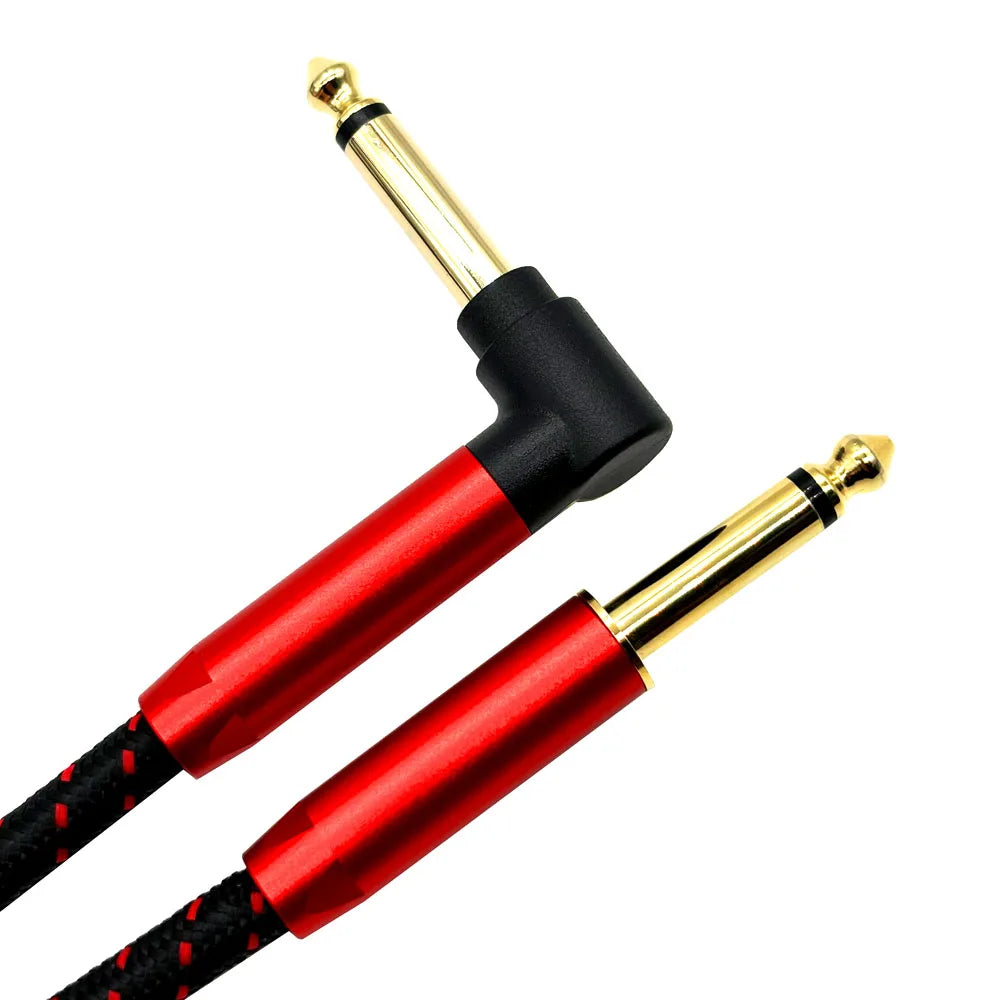 Guitar Cable / 6.35mm  Guitar Cable 3M Electric Instrument Bass AMP Cord for Electric Mandolin, Pro Audio (Right Angle to Straight, Black)