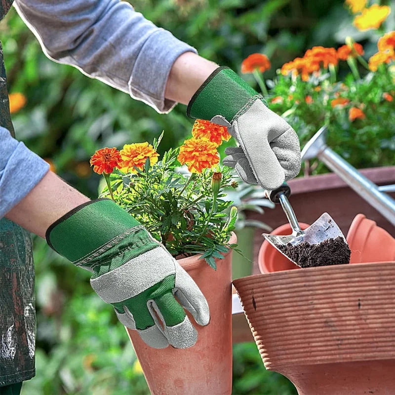 Heavy Duty Gardening Gloves Thorn Proof Leather Work Gloves Strong for Garden Tools Pruning Shears Bricklaying Builder Gloves