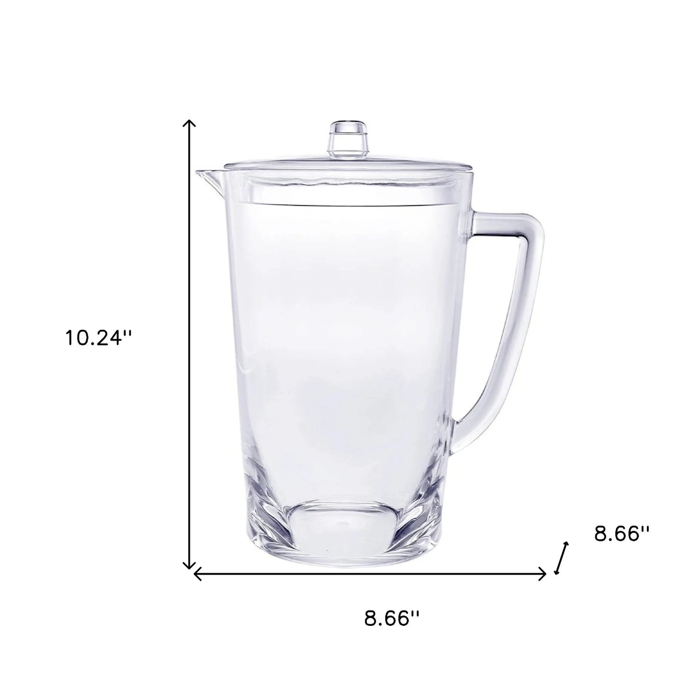 HMS 2.75 Quart Clear and Blue Acrylic Drinkware Pitcher