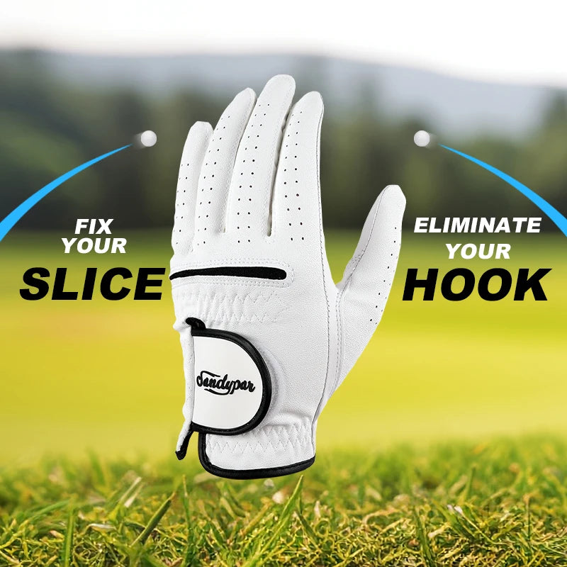 Three Packs PU Sheepskin Breathable Golf Gloves Non slip White Wear Resistant Golf Gloves