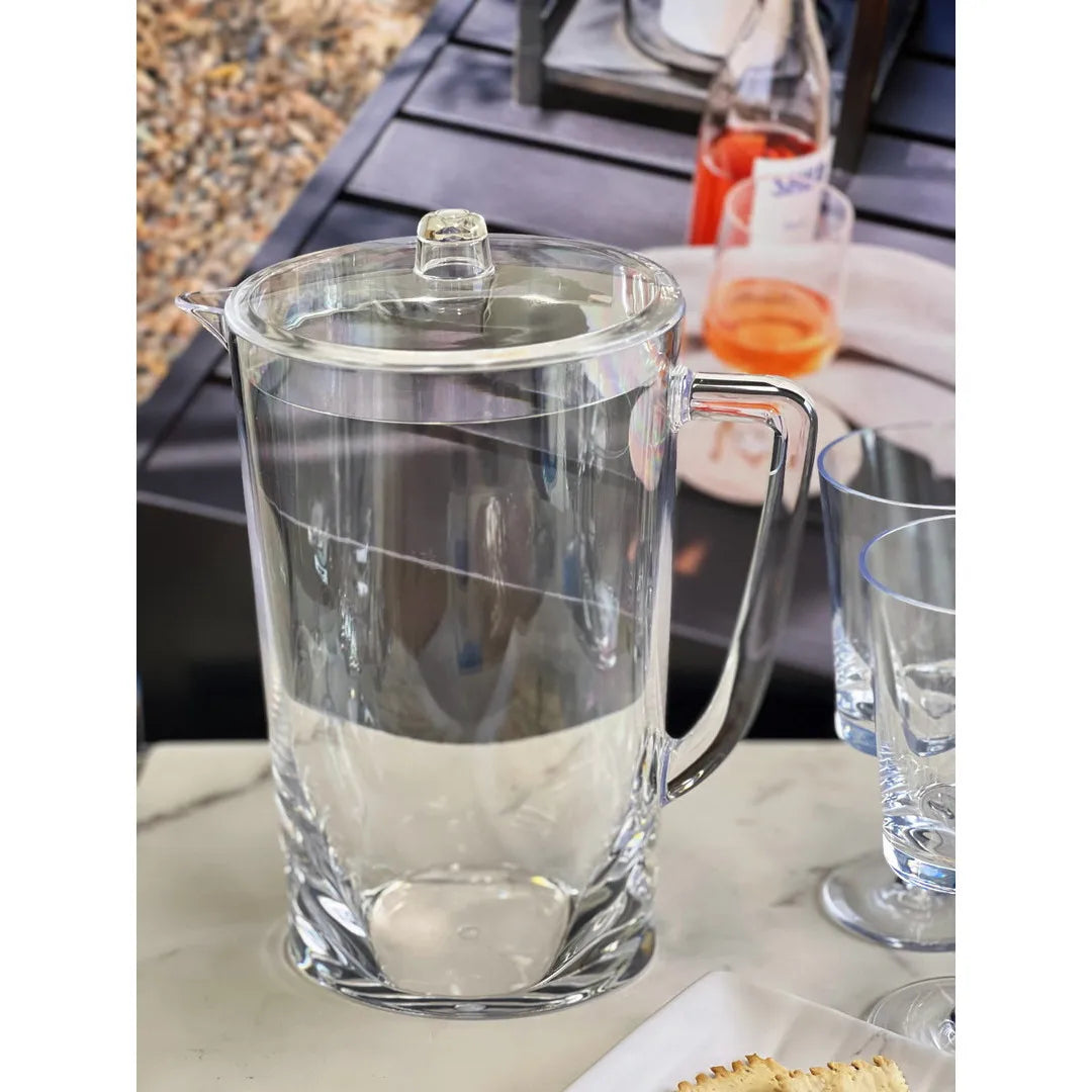 HMS 2.75 Quart Clear and Blue Acrylic Drinkware Pitcher
