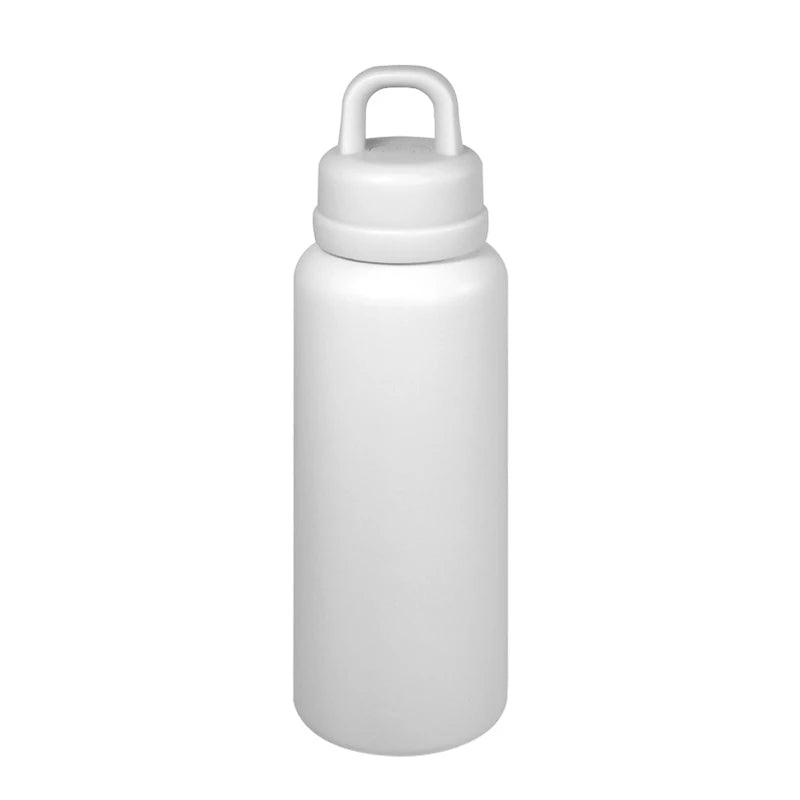US RTS 26oz Stainless Steel Water Bottle Powder Coating Double Walled Tumbler Press Open Lid Vacuum Flask for Laser White