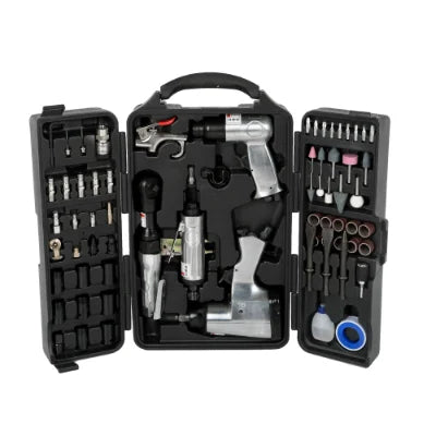 71 Piece Air Tool Accessory Kit with Impact Wrench Air Ratchet Die Grinder Air Hammer Hose Fittings in FCJ Storage Case