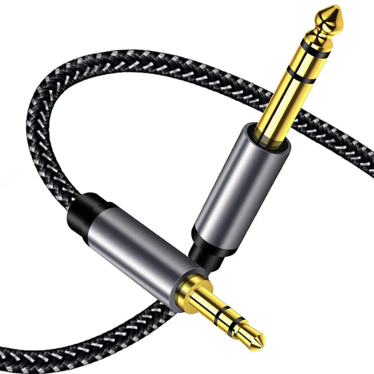 Guitar Cable / 2m 6.35 Male to Male 3.5 Audio Cable 1/4 to 3.5mm TRS Stereo Jack Audio Cable for Guitar