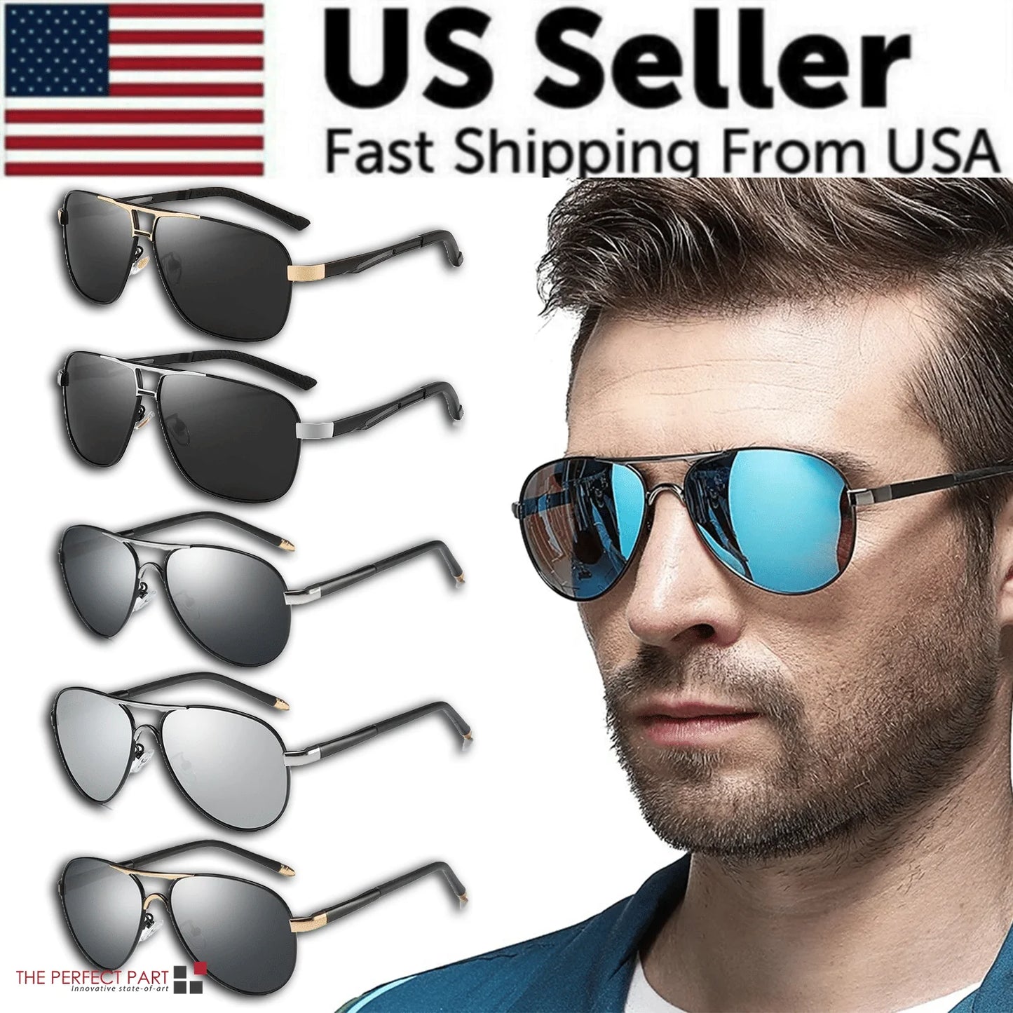 Men's Outdoor Polarized Pilot Sunglasses with UV400 Protection Sports Eyewear for Driving and Sun Activities