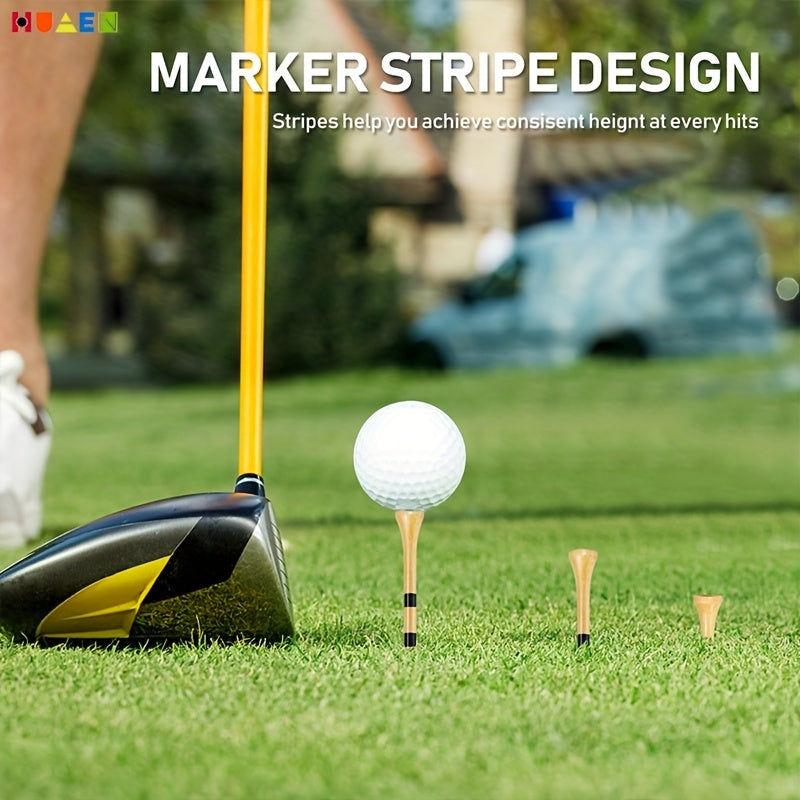 Golf Tees, 150pcs Striped Bamboo Golf Tees, Reusable Durable Reduce Friction And Side Spinning Golf Tees, Outdoor Golf Accessories