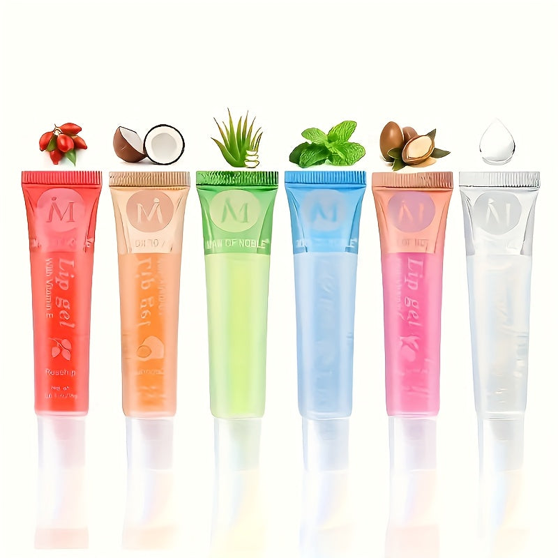 Lip Balm 6-Color Transparent Fruit Flavored Moisturizing Lip Gloss
