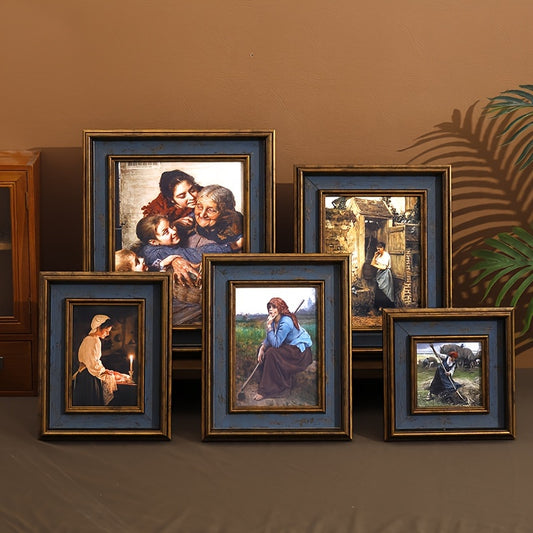 Picture Frames / 1pc, Vintage Antique Golden Frame, Elegant Wall Art, Home Decor, Tabletop Photo Jewelry Display, Perfect Christmas Gift, Rectangular, Painted, Lightweight, Plastic, Horizontal, Single Picture Frame with Beaded Detail
