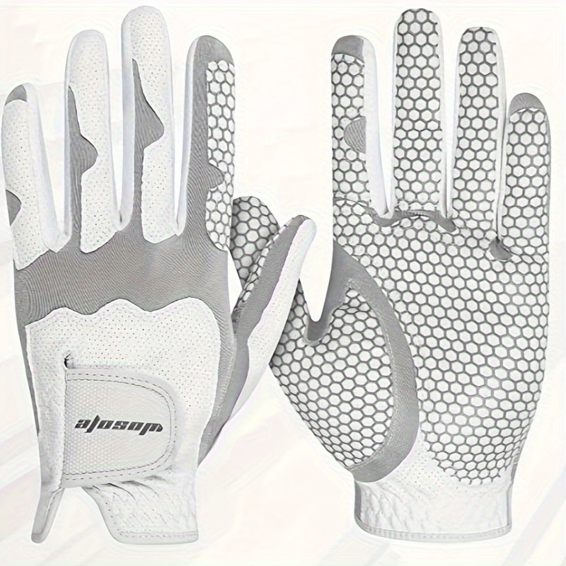 Unisex All-Round Display Angle Golf Gloves - Breathable Mesh with Silicone Grip, Elastic Fit for Men & Women, White & Gray Design, All-Season Training & Play, Includes Packaging, Golf Accessories, Sleek Sporty Design, Durable