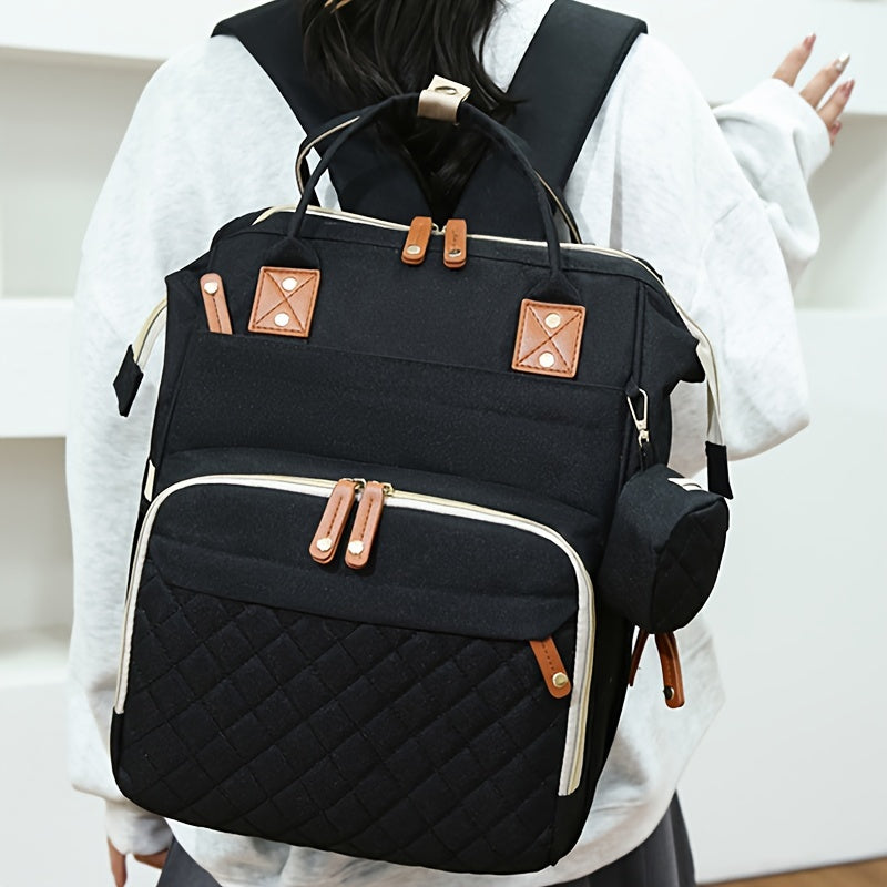 Backpack / eonothem Women's Large Capacity Elegant Multi-Compartment Backpack - Convertible Handbag/Diaper Bag with Adjustable Padded Straps, Golden-Tone Hardware, Zippered Pocket & Lining - Nylon Mom Backpack for Travel,,, Gym - Availa