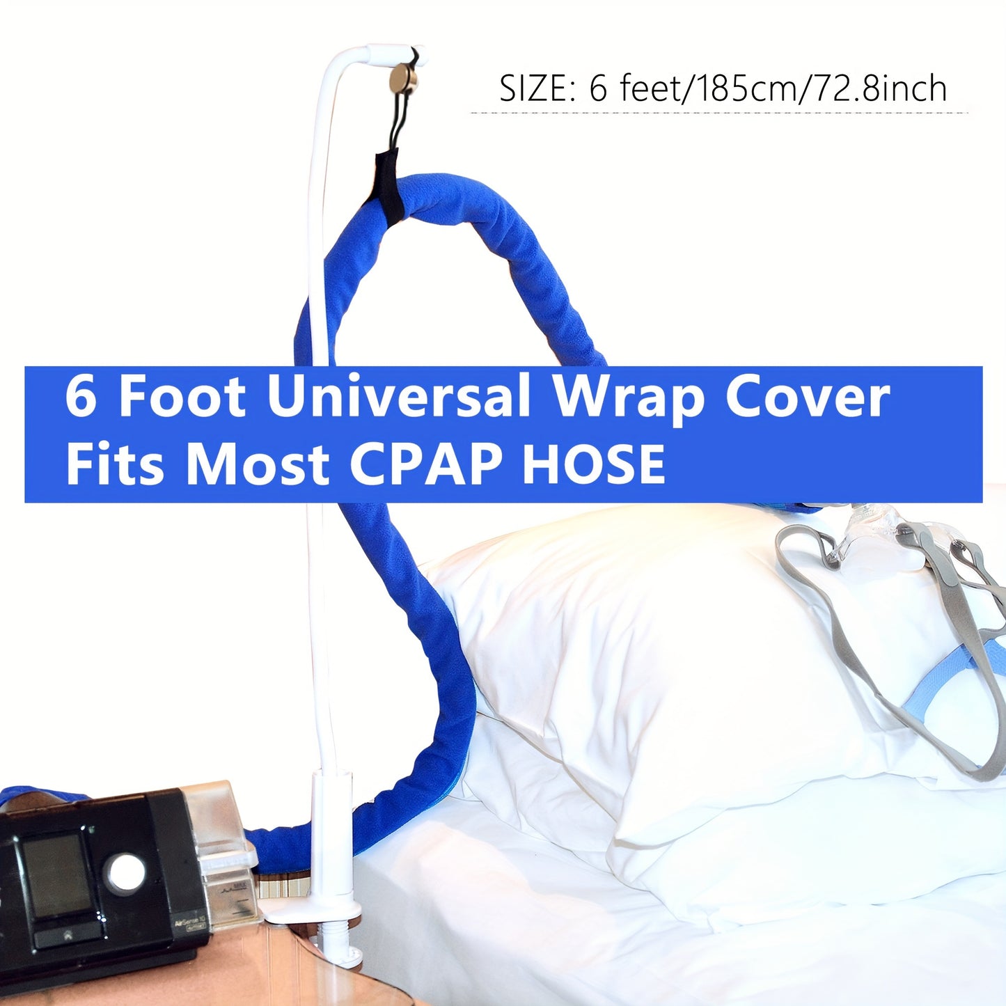 1pc 6 Foot Soft CPAP Tube Insulator Sleeve - Health Care Respiratory Aids & Accessories - Comfortable, Rainout-Preventing, Full-Length Zipper, Safe Surface Tubing Protector Wrap Cover