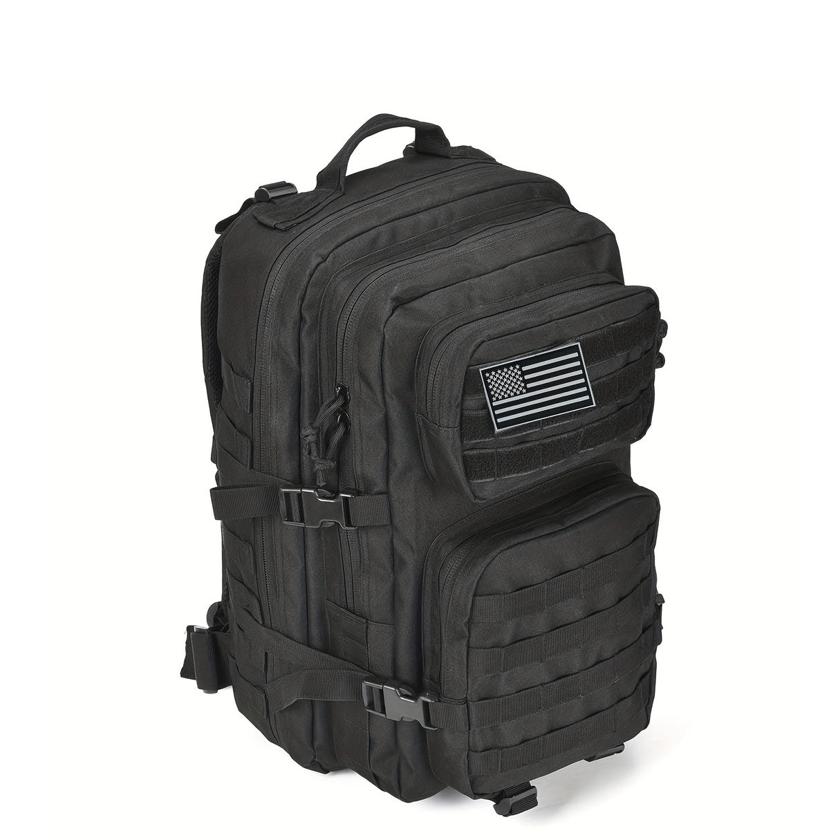 [REDAPRIC Tactical Hiking Pack] REDAPRIC Durable High Quality 3-Day Outdoor Backpack - Large MOLLE Tactical Hiking Pack with American Flag Patch, Black Rucksack for Camping, Hunting, Fishing & Bug Out Bags