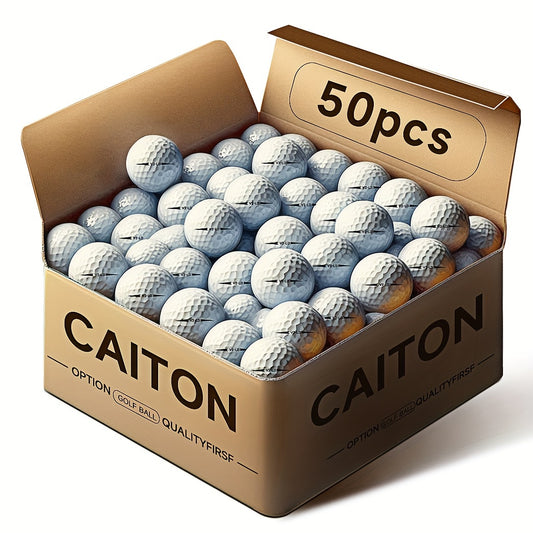 Golf Cap, Caiton 50 Pack 2-Ply Golf Balls - 332 Dimple Technology, Maximizes Distance, Controls Spin, Ultra Durable, Great for Golf Training And Tournaments
