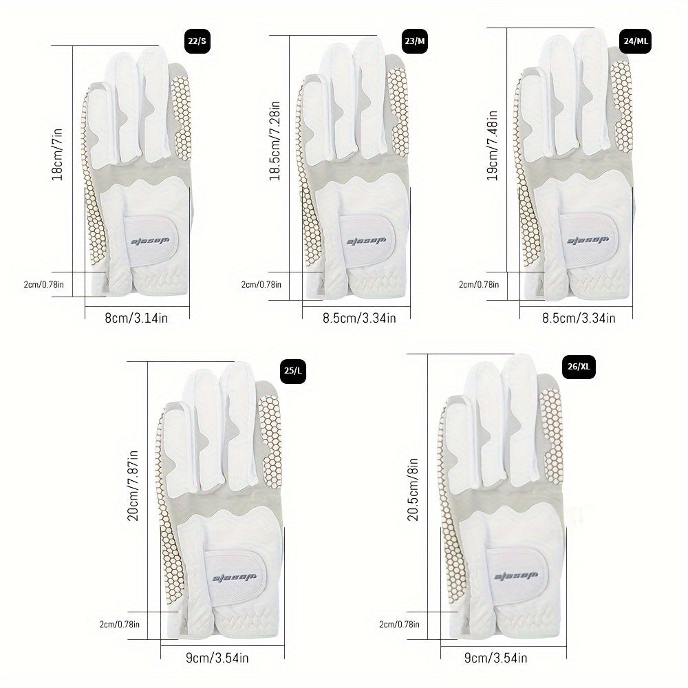 Unisex All-Round Display Angle Golf Gloves - Breathable Mesh with Silicone Grip, Elastic Fit for Men & Women, White & Gray Design, All-Season Training & Play, Includes Packaging, Golf Accessories, Sleek Sporty Design, Durable