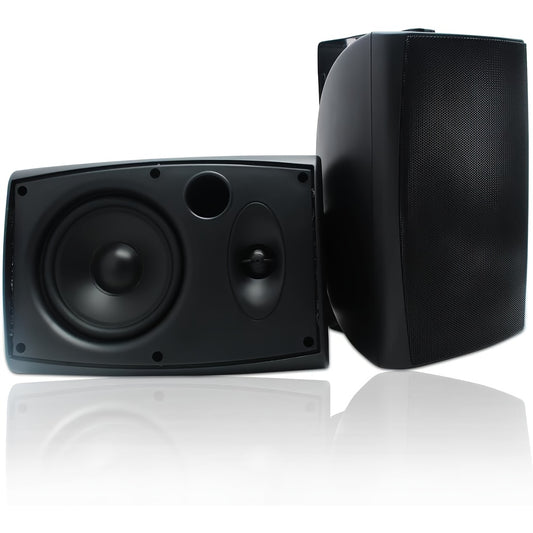 STUDIOFINIX 6.5 Inches Indoor Outdoor Bluetooth Speakers Wired 400 Watts with Powerful Bass, 2 Way Wall Mount Speakers All-Weather Durability for Patio Home Deck Porch Backyard(Pair, Black)