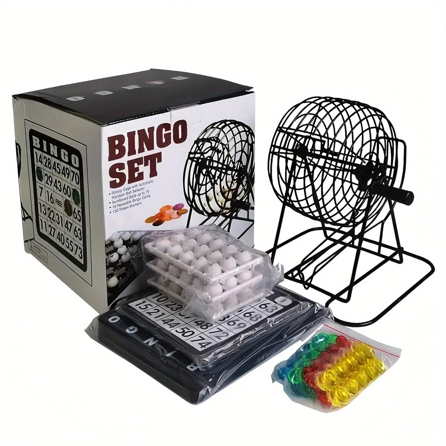 Bingo Game Set - 75 Bingo Balls, 18 Cards And 150 Counting Chips