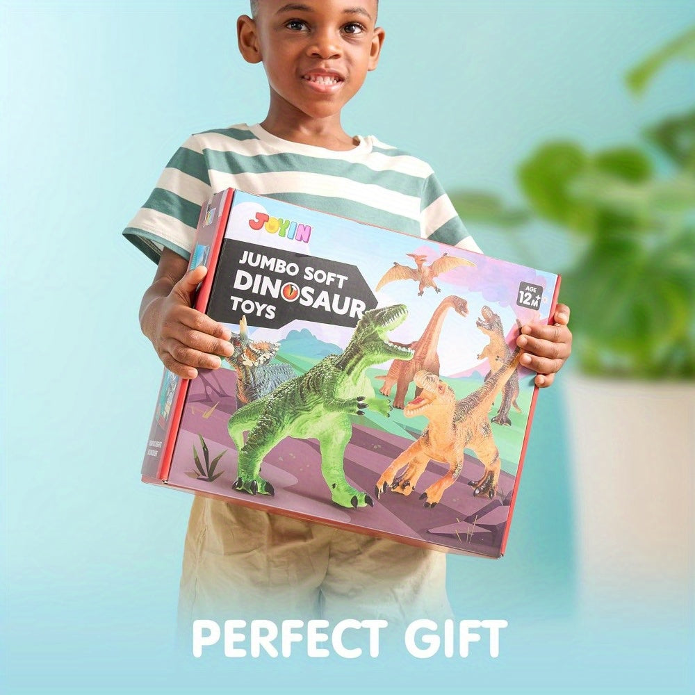 toys / Big Dinosaur Toys for Youngsters, Novelty & Gag Toys, 6pcs Large Soft Dinosaur Figures with An Educational Book, Realistic Dinosaur Toys for Youngsters Ages 1 2 3 4 5, Jumbo Dinosaur Toys for Youngsters Gift