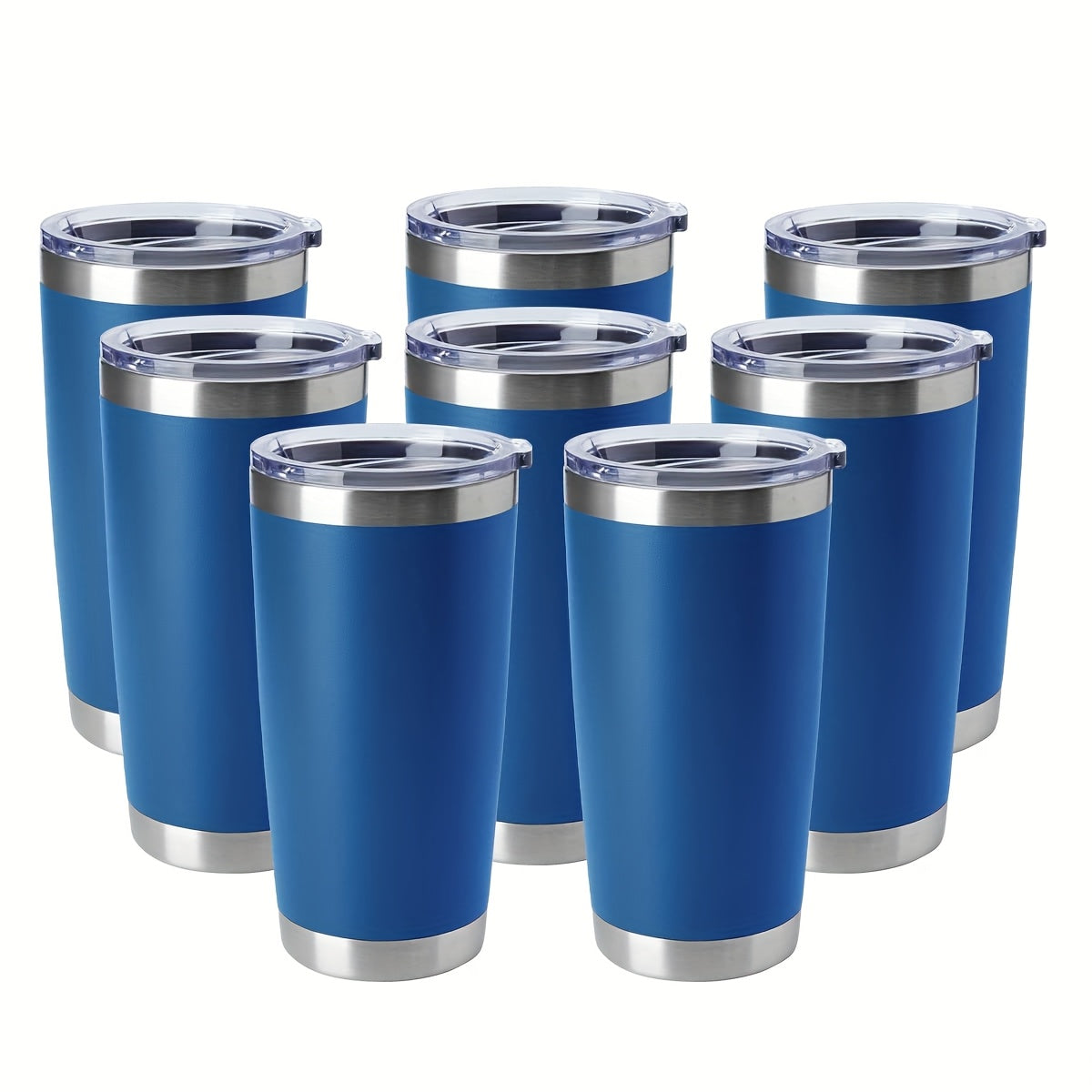 Tumbler 20oz Stainless Steel Tumbler Bulk 8 Pack With Lid And Straw, Double Wall Vacuum Insulated Travel Mug, Powder Coated Coffee Cup